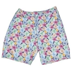 JOHNNIE-O West Coast Prep Nevis Floral Swim Trunks Board Shorts 8" Inseam Size L